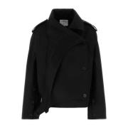 Courrèges Stilig Svart Bomull Trenchcoat Black, Dam