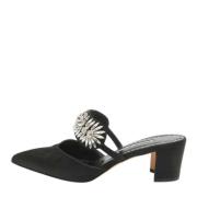 Manolo Blahnik Pre-owned Pre-owned Satin mules Black, Dam