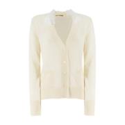 Ermanno Scervino Spetsapplikation V-ringad Cardigan White, Dam