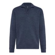 Boggi Milano Merino Ull Crew Neck Stickning 7 Gg Blue, Herr