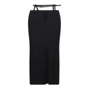 The Attico Bältad Crepe Midi Kjol Black, Dam