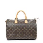 Louis Vuitton Vintage Pre-owned Belagd canvas handvskor Brown, Dam