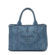 Prada Vintage Pre-owned Canvas totevskor Blue, Dam