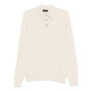 Roberto Collina Ljus Beige Polo Stickad Tröja Beige, Herr