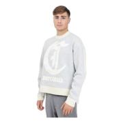 Just Cavalli Bicolor Crew Neck Sweater Diamond Motif Beige, Herr