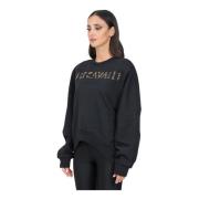 Just Cavalli Svart Crew Neck Sweatshirt med Studded Logo Black, Dam