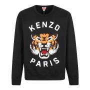 Kenzo Svart Sweatshirt Lucky Tiger Broderi Black, Herr