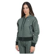 Lacoste Grön Zip-Through Hoodie med Monogram Design Green, Dam