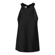 Pinko Svart Satin Rygglös Bågtopp Black, Dam