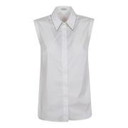 Brunello Cucinelli Vit Bomull Poplin Skjorta White, Dam