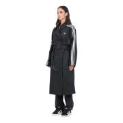 Adidas Originals Svart trenchcoat med midjebälte Black, Dam