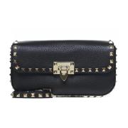 Valentino Garavani Svart ull och silke crossbody väska Black, Dam