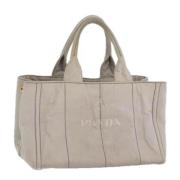 Prada Vintage Pre-owned Canvas handvskor Gray, Dam