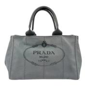 Prada Vintage Pre-owned Canvas prada-vskor Gray, Dam