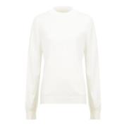 Maison Margiela Vit Stickad Tröja med Ribbad Krage White, Herr