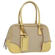 Prada Vintage Pre-owned Canvas handvskor Beige, Dam