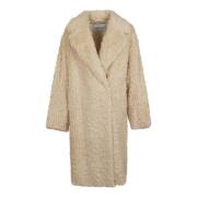 Stand Studio Vit Faux Fur Shearling Vinterjacka Beige, Dam