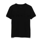 Givenchy Casual T-shirt med Flocked Logo Print Black, Dam