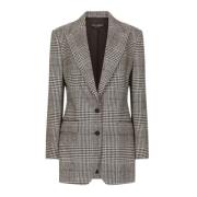 Dolce & Gabbana Rutig Dubbelknäppt Blazer Gray, Dam