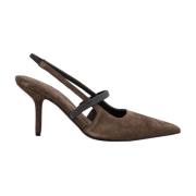 Brunello Cucinelli Elegant Suede Slingback Pumps Brown, Dam