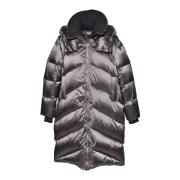 Baldinini Long down jacket in anthracite nylon Gray, Dam