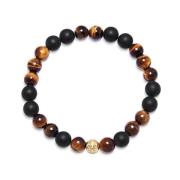 Nialaya Men's Wristband with Matte Onyx and Brown Tiger Eye Yellow, He...