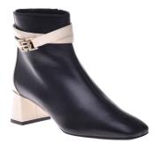 Baldinini Ankle boots in vanilla and black leather Multicolor, Dam