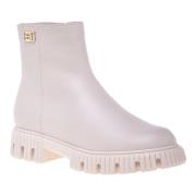 Baldinini Combat boots in vanilla leather Beige, Dam