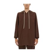 Rick Owens Oversized Bomull Hoodie Brown, Herr