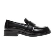 Acne Studios Svart Borstad Läder Loafers Skor Black, Dam