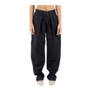 Isabel Marant Étoile Bred Ben Svarta Bomullsbyxor Black, Dam