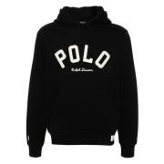 Ralph Lauren Svart Logotyp Hoodie med Dragsko Black, Herr