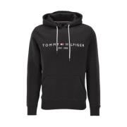 Tommy Hilfiger Svart Hoodie Sweatshirt Stiligt Design Black, Herr