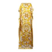 Dolce & Gabbana Majolica Sidens Maxiklänning Yellow, Dam