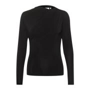 Kaffe Draped Jerseyblus Svart Black, Dam