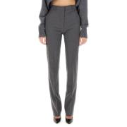 Sportmax Elegant Slim-Fit Wool Trousers Gray, Dam