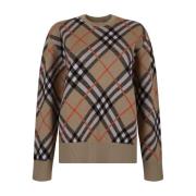 Burberry Vintage Check Intarsia Stickad Tröja Brown, Dam