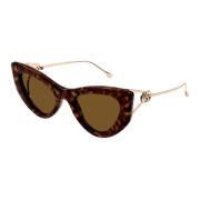 Gucci Cat-eye solglasögon med metallram Brown, Unisex