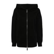 Max Mara Svart Dragkedja Huva Sweatshirt Jacka Black, Dam