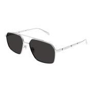 Alexander McQueen Silver/svart metall solglasögon Gray, Herr