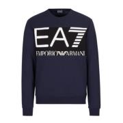 Emporio Armani EA7 Blå Logosweatshirt för Män Blue, Herr