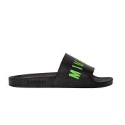 Mikakus Barcelona Svart och gröna Slides Black, Unisex