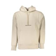 Calvin Klein Beige Fleecefodrad Hoodie - Tidlös Komfort Beige, Herr