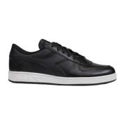 Diadora Svarta Lädersneakers med Gummisula Black, Herr