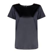 Emporio Armani Svart Silkeblandad Top Black, Dam