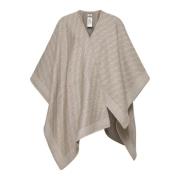 Fendi Beige Jacquard Ull Asymmetrisk Poncho Beige, Dam