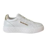 Valentino Vit lädersneaker med guldlogotyp White, Dam