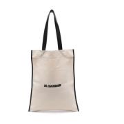 Jil Sander Canvas toteväska med broderad logotyp White, Dam