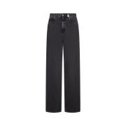 Alexander McQueen Svarta Wide-Leg Jeans i Denim Black, Dam