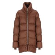 Rick Owens Quiltad Brun Dunjacka Hög Hals Brown, Dam